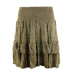 Lauren Ralph Lauren Tiered Skirt Printed Smocked Pleated Fairy Olive 8 30"